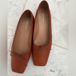 Mansur Gabriel square tow ballerina flats maple color size 39 brand new